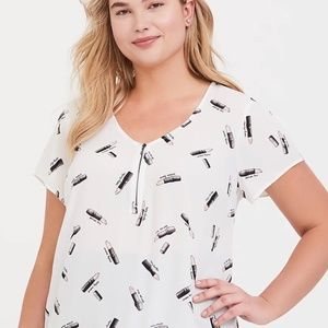 🍀5/$45🍀 Zip Lipstick Georgette Blouse